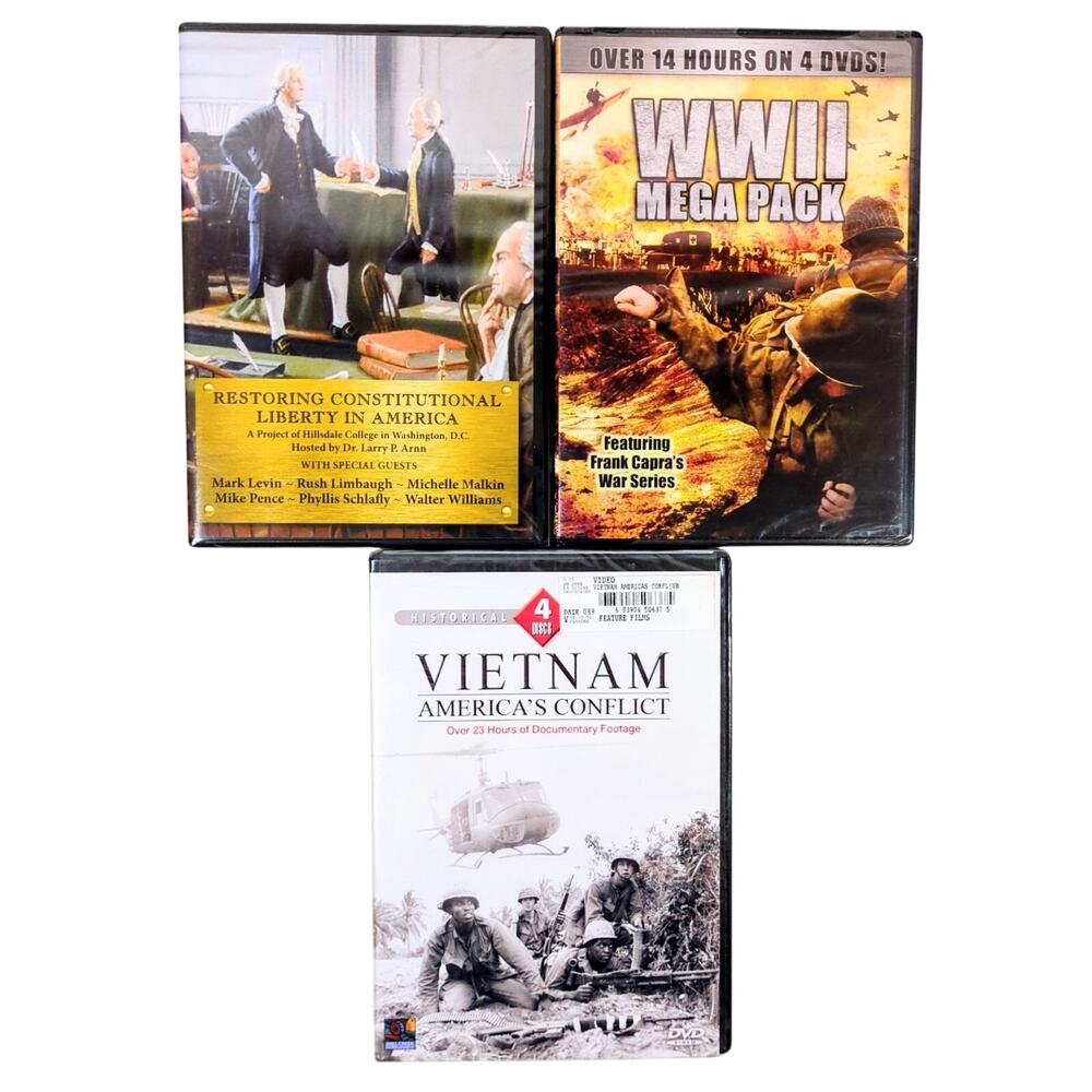 Historical Documentary DVD Lot: WWII Mega Pack, Vietnam, Constitutional Liberty